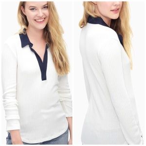 Splendid Sylvie Rib Long Sleeve Scoop Polo NWT